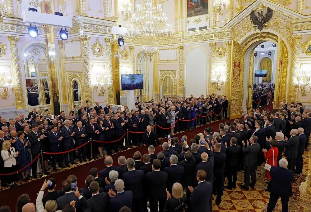 Die Zeremonie der Amtseinführung Wladimir Putins im Großen Kremlpalast, 2024.