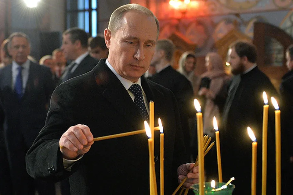 Vladimir Putin in the Church of St Sergius of Radonezh in Tsarskoye Selo