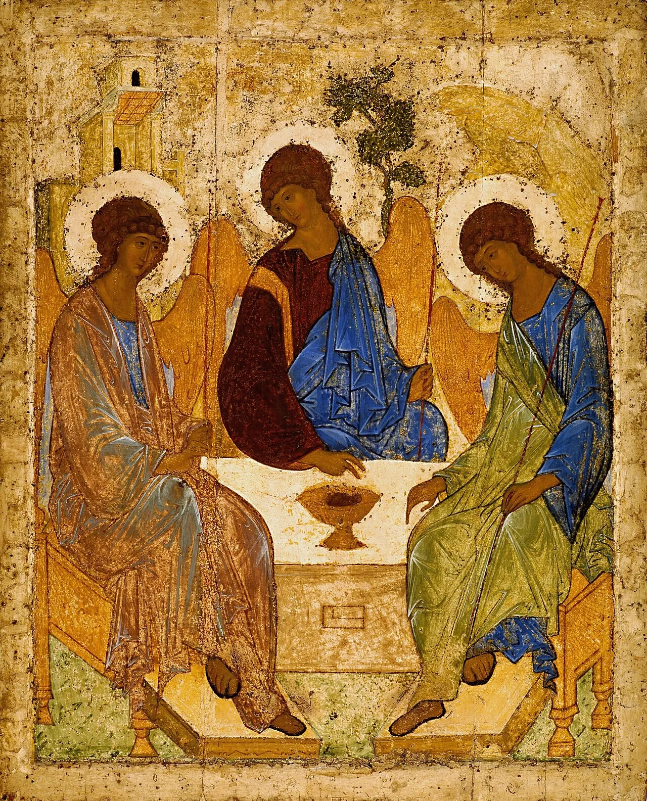 The icon of the Holy Trinity painted by Andrei Rublev in the fifteenth century.